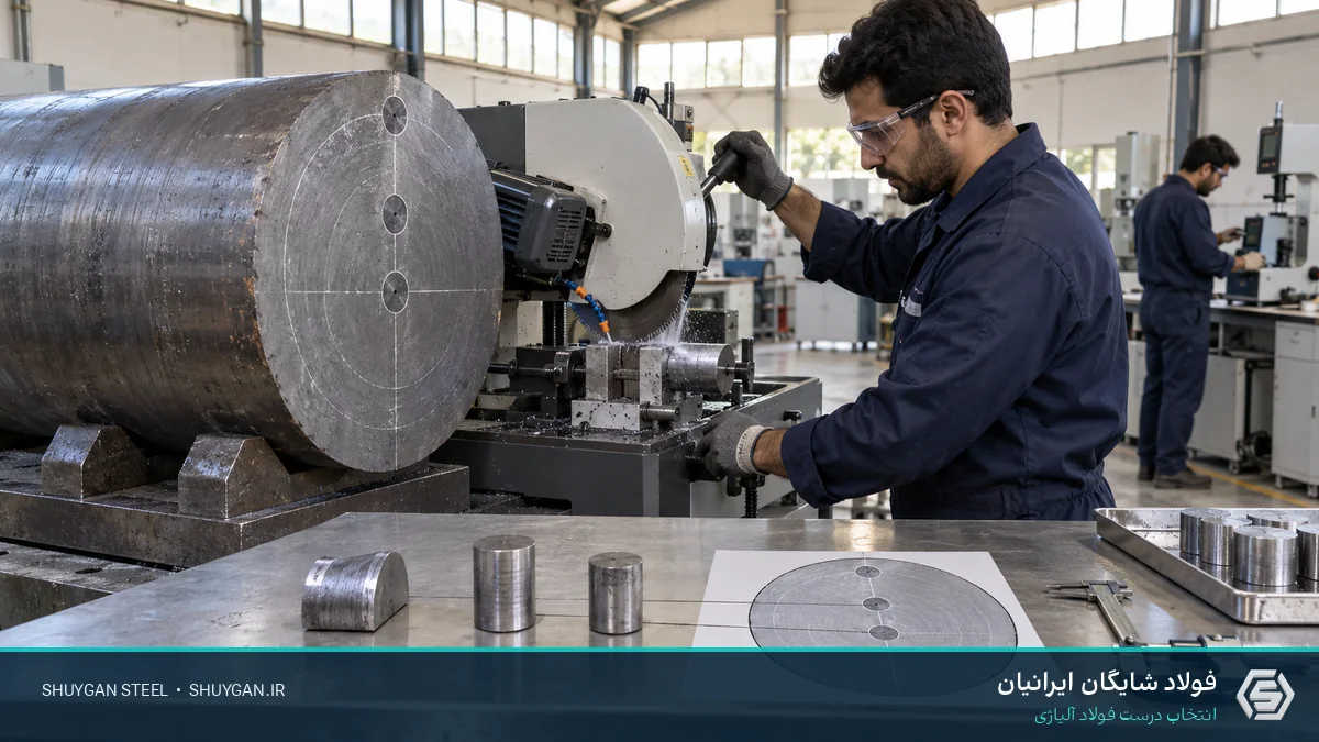 صحنه صنعتی ایرانی مرتبط با میلگرد قطور و کنترل مقاطع فولادی