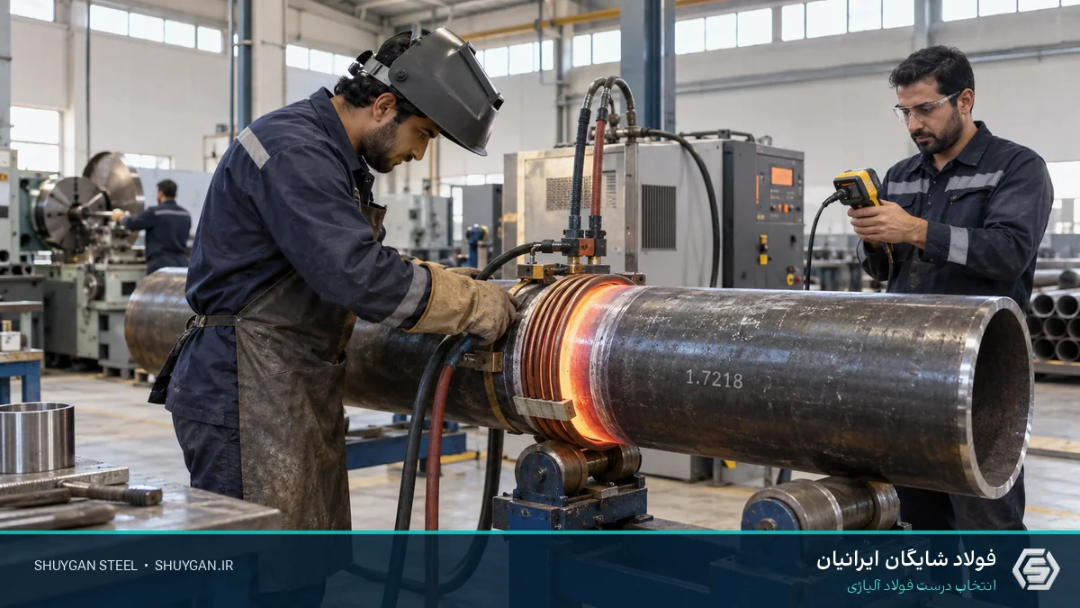 صحنه صنعتی ایرانی مرتبط با 25CrMo4 و کنترل مقاطع فولادی