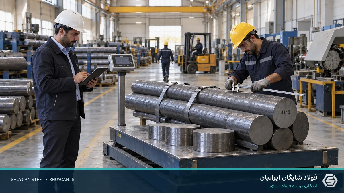 صحنه صنعتی ایرانی مرتبط با محاسبه وزن قطعه خام و کنترل مقاطع فولادی