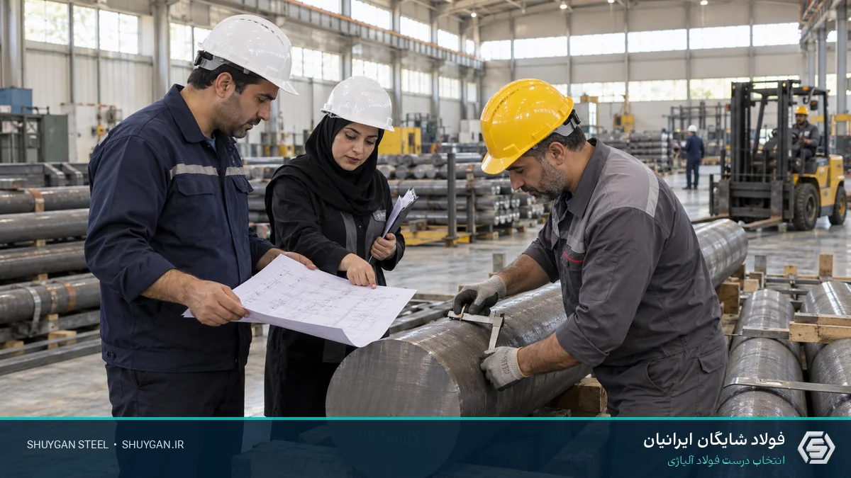 صحنه صنعتی ایرانی مرتبط با EN 10083 و کنترل مقاطع فولادی