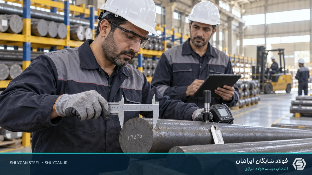 صحنه صنعتی ایرانی مرتبط با EN 10083 و کنترل مقاطع فولادی