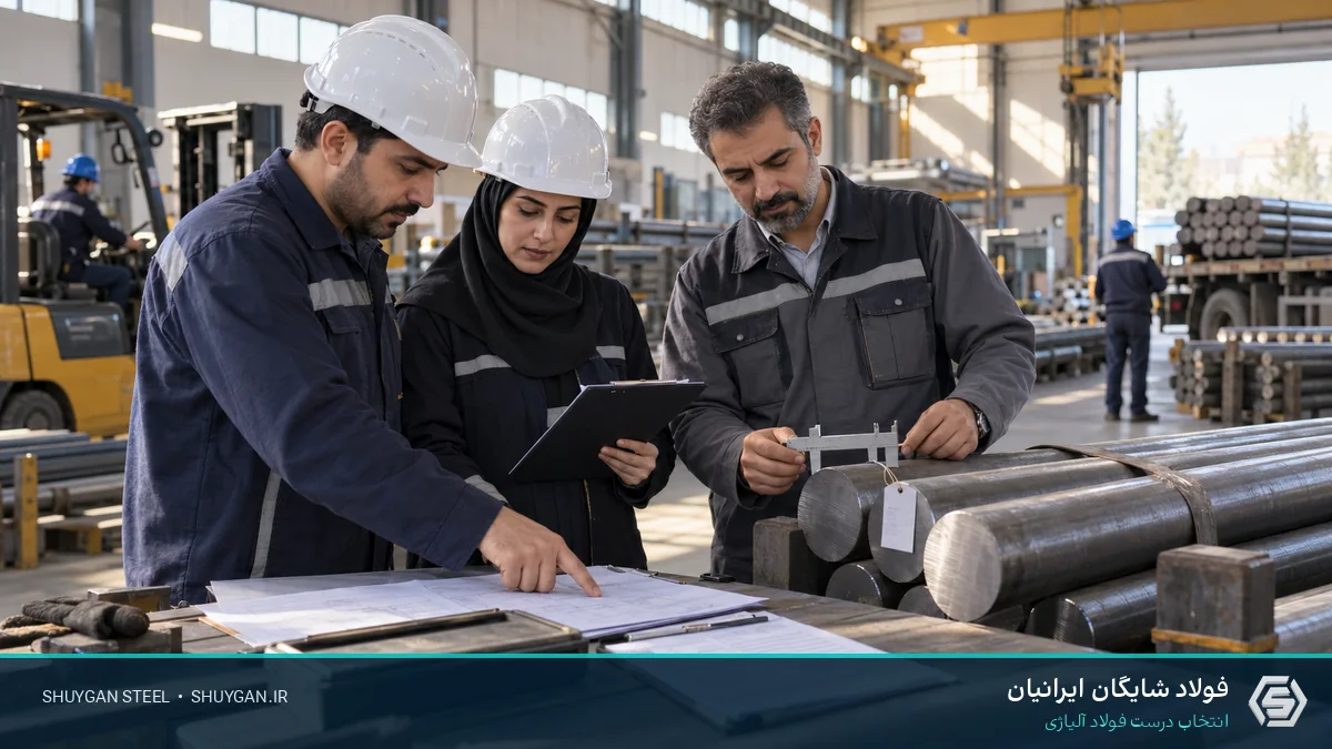 صحنه صنعتی ایرانی مرتبط با چک‌لیست سفارش فولاد و کنترل مقاطع فولادی