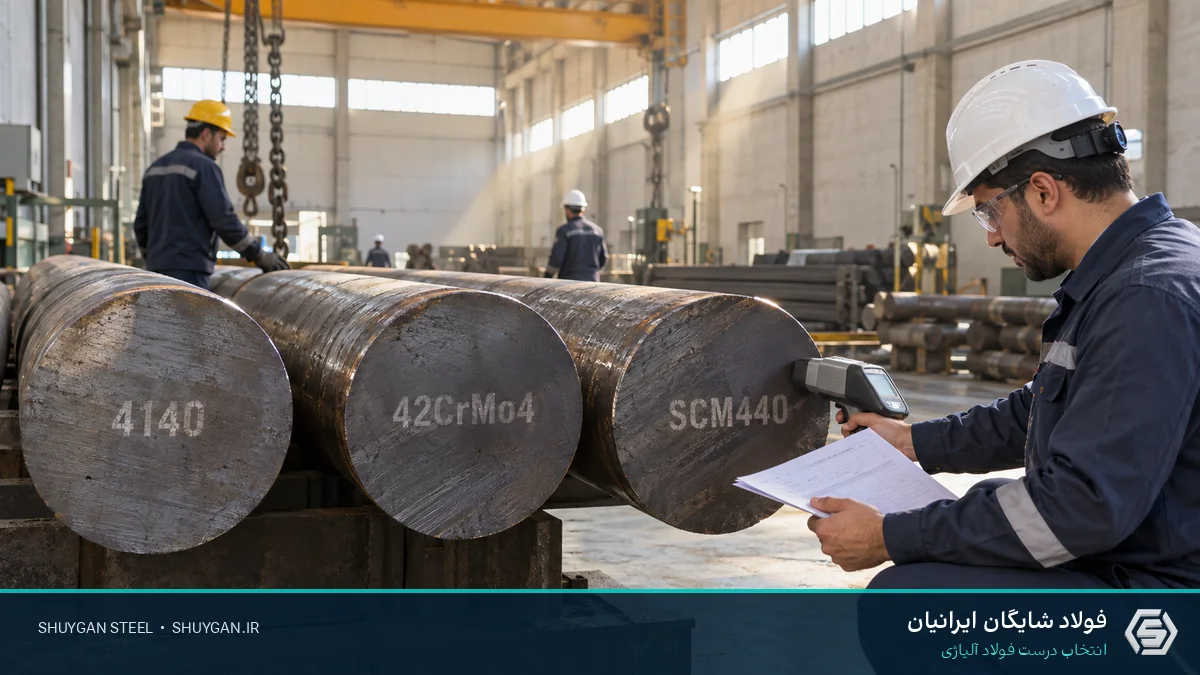 صحنه صنعتی ایرانی مرتبط با 42CrMo4 و کنترل مقاطع فولادی