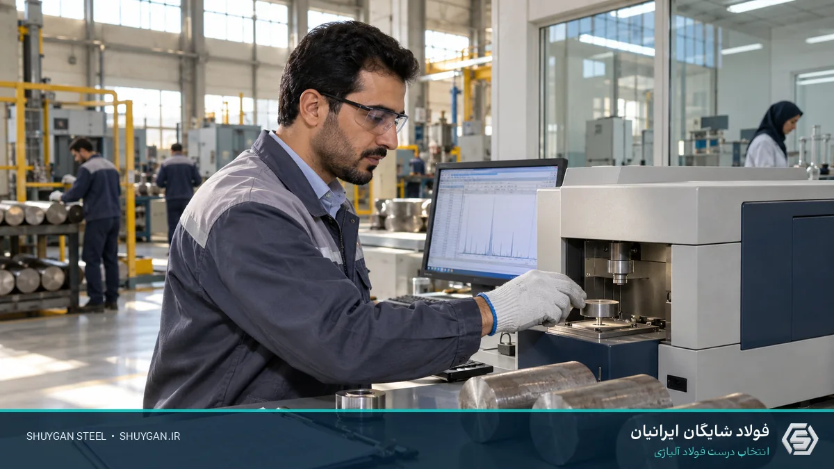 صحنه صنعتی ایرانی مرتبط با 42CrMo4 و کنترل مقاطع فولادی