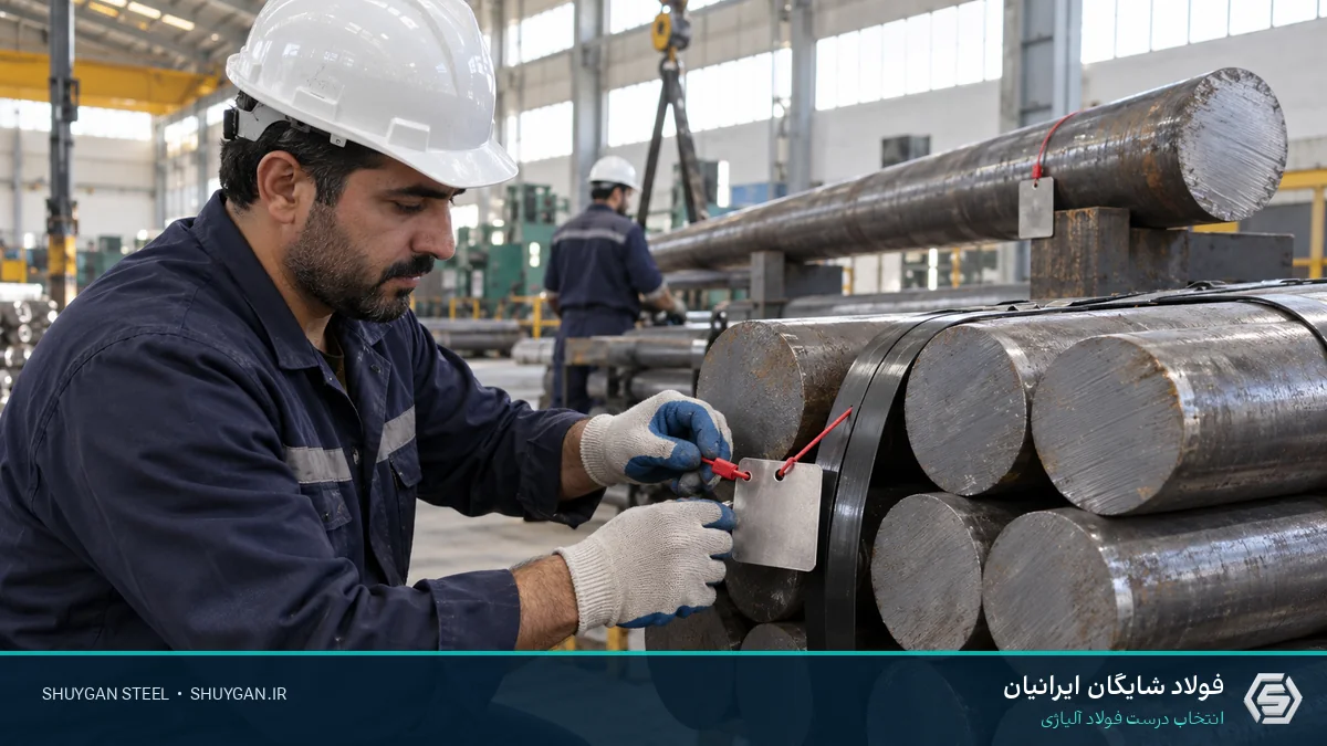 صحنه صنعتی ایرانی مرتبط با ردیابی فولاد و کنترل مقاطع فولادی