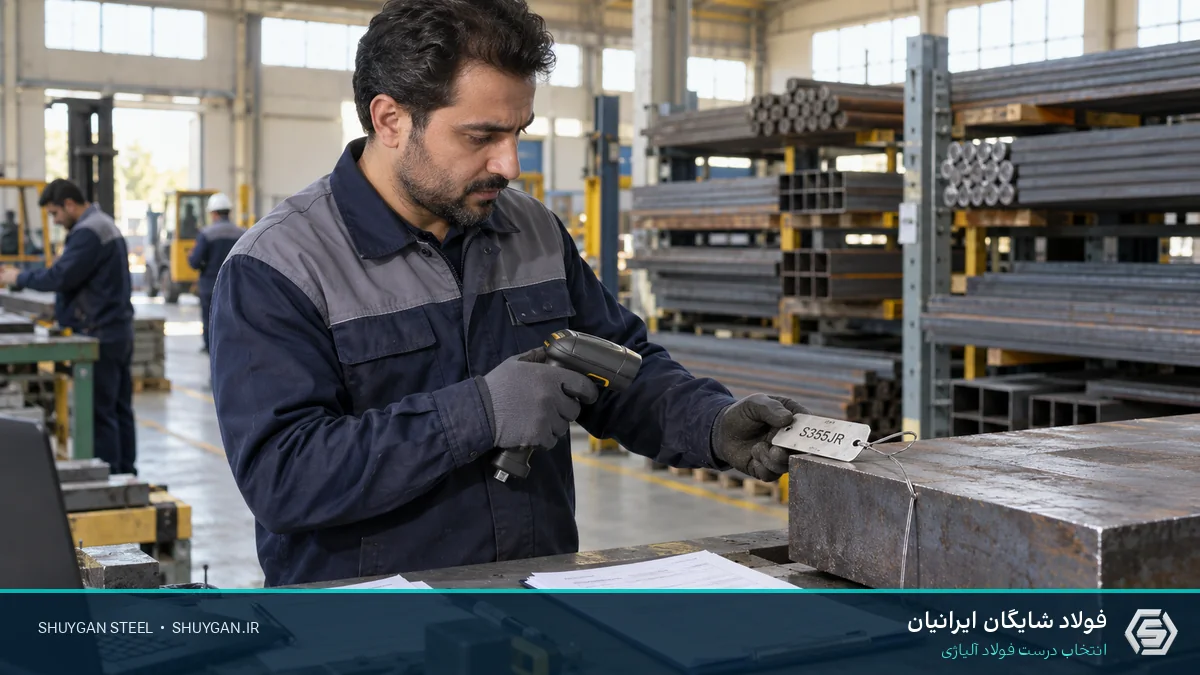 صحنه صنعتی ایرانی مرتبط با ردیابی فولاد و کنترل مقاطع فولادی