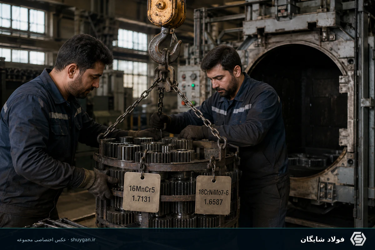 تصویر فنی نقشه انتخاب فولاد سمانته برای چرخ‌دنده